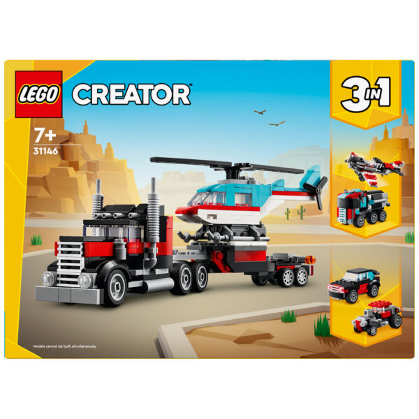 lego creator 31146 3in1 flatbed truck with helicopter
