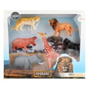 animal world wilde dieren olifant/leeuw/tijger/gorilla/giraffe/nijlpaard
