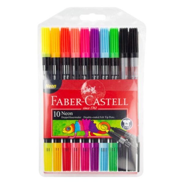 faber castell fc 151109 viltstiften duo neon kleuren in etui 10 stuks