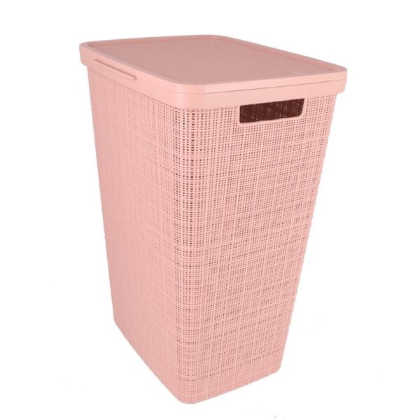 curver wasmand met deksel jute look 58l roze
