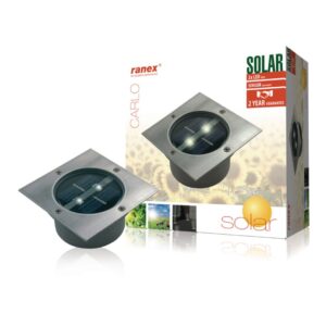 ranex ra 5000198 vierkante led solar grondspot geborsteld rvs glas (5000.198)